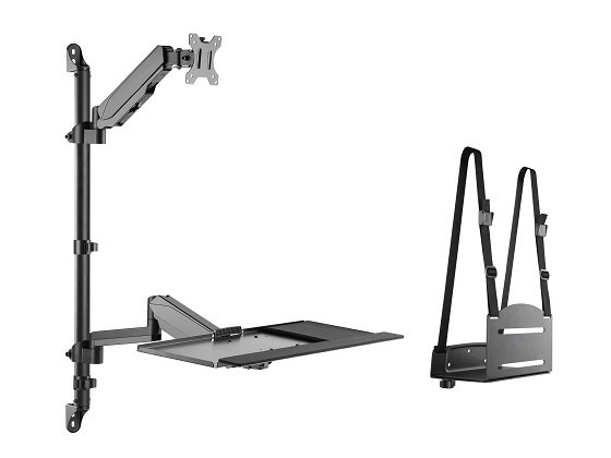 Single Pole Computer  Monitor Arm With CPU Holder